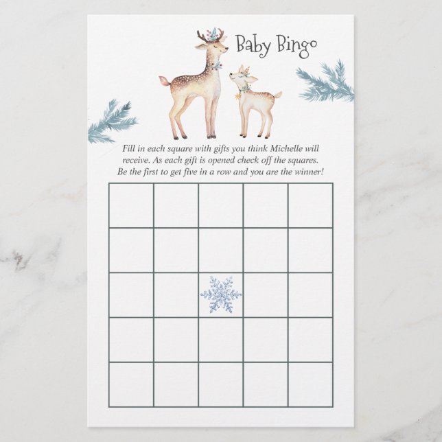 Pastel Watercolor jul Baby Shower Bingo (Framsida)