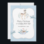 Pastel Watercolor jul - Helgdag Photo Collage Julkort<br><div class="desc">Cute hjort temed christmas-fotosamlingskort anpassade dina specifikationer. Fyrkantiga instagram-foton är idealiska.</div>
