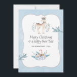 Pastel Watercolor jul - Helgdag Photo Collage Julkort<br><div class="desc">Cute hjort temed christmas-fotosamlingskort anpassade dina specifikationer. Fyrkantiga instagram-foton är idealiska.</div>
