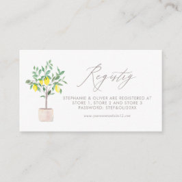 Pastel Watercolor Lemon Träd Bröllop register Tilläggskort