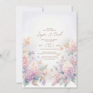Pastel Watercolor lilac bröllopsinbjudan Inbjudningar