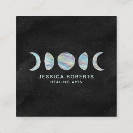 Pastel Watercolor Måne faser Laga konst Fyrkantigt Visitkort