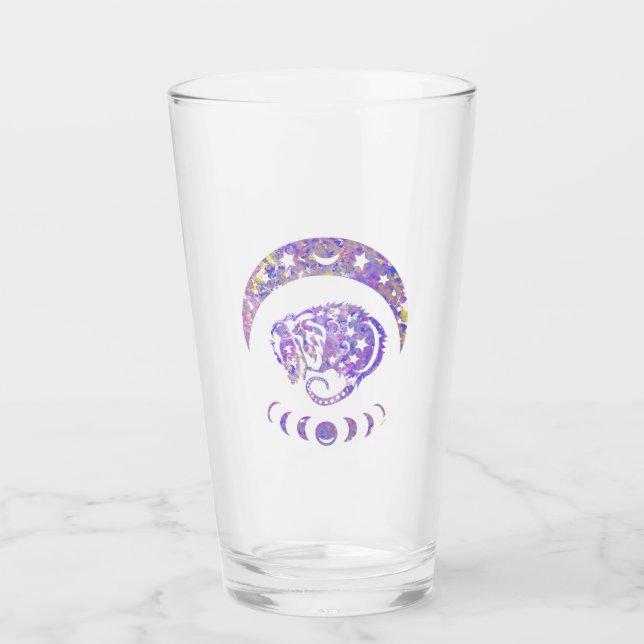 Pastel Watercolor Måne Possum Glaskopp (Framsida)