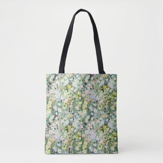 Pastel Watercolor Meadow Tote Tygkasse (Framsida)