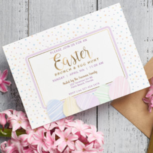 Pastel Watercolor Påsk Brunch & Egg Hunt Inbjudan