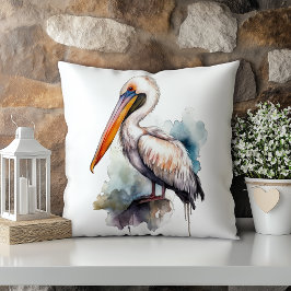 Pastel Watercolor Pelican Louisiana State Kudde