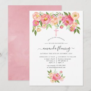 Pastel Watercolor Peonies-bekräftelse Inbjudningar