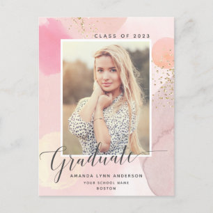 Pastel Watercolor Photo Studenten-meddelande Vykort