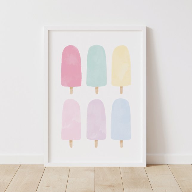 Pastel Watercolor Popsicle Girls-rum Poster (Skapare uppladdad)
