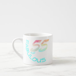 Pastel Watercolor Rainbow 55-årig födelsedag Espressomugg
