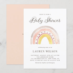Pastel Watercolor Rainbow Baby Shower Inbjudningar