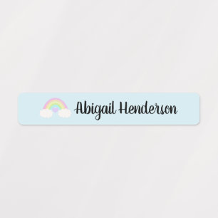 Pastel Watercolor Rainbow Namn-etiketter Klistermärke