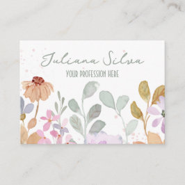 Pastel Watercolor Rustic Flower Visitkort