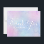 Pastel Watercolor Simple Elegant Birthday Lila Tack Kort<br><div class="desc">De här söt-tackkorten har en handmålad vattenfärgsbakgrund i periwinkle blue,  rosa,  lavender lila och små nyanser av blue och aqua. Textmallar som finns på baksidan för anpassning! Perfekt för att skicka ut efter en födelsedagsfest! Dessa samordnar inbjudningarna från Pastel Watercolor Makover Birthday och Slumber Party.</div>