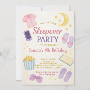Pastel Watercolor Sleepover Birthday-inbjudan Inbjudningar