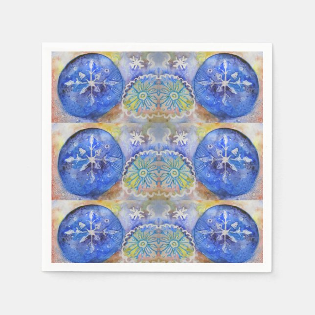 Pastel Watercolor Snöflingor Pappersservett (Framsidan)