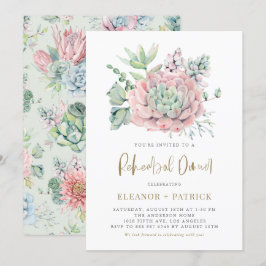 Pastel Watercolor Succulals Rehearsal Dinner Inbjudningar