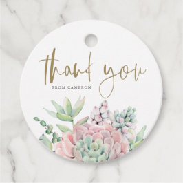 Pastel Watercolor Succulents Birthday Tack Gåvor Etiketter