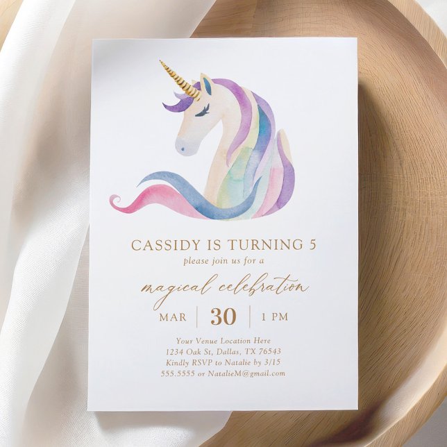Pastel Watercolor Unicorn Birthday Inbjudningar (Skapare uppladdad)