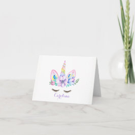Pastel Watercolor Unicorn Notecard Kort