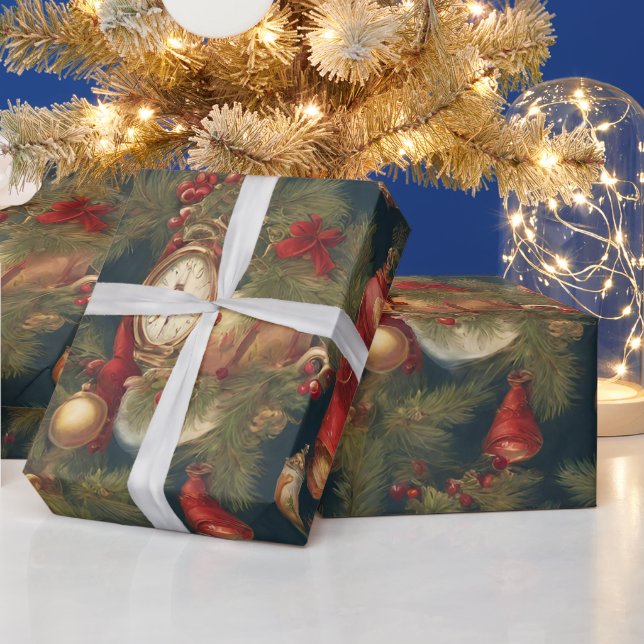 Pastel Watercolor Victorian jul Ornaments Presentpapper (Helgdagar)