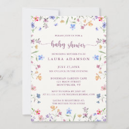 Pastel Watercolor Wildflowers Garden Baby Shower Inbjudningar