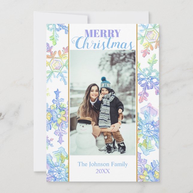 Pastel Watercolor Winter Snowflake Photo jul (Framsida)