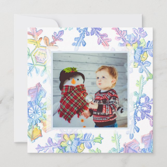 Pastel Watercolor Winter Snowflake Photo jul (Framsida)