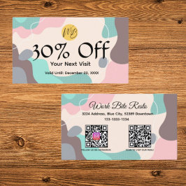 Pastel Wave Modern Restaurant Qr Code Menu och Rabattkort