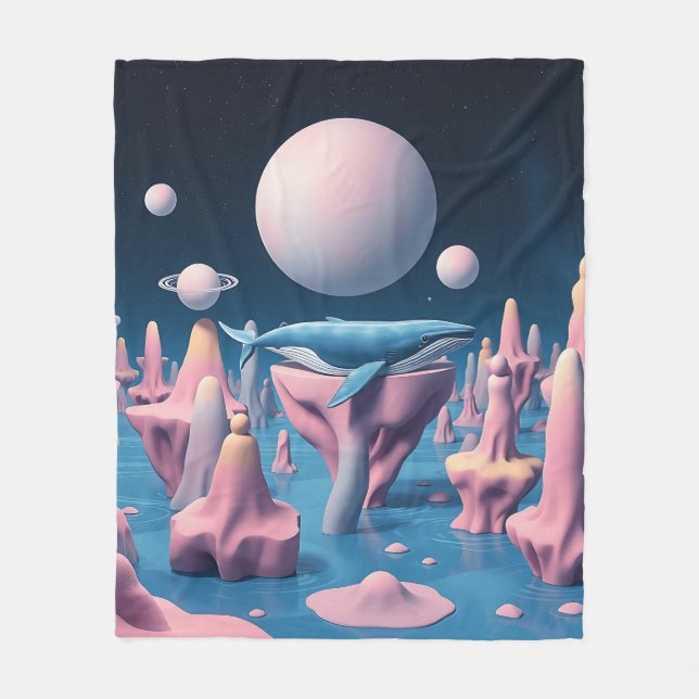 Pastel Whale i Flytande Island Dreamscape Fleecefilt (Framsidan)