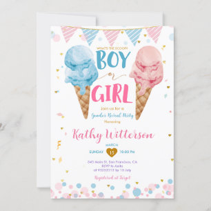 Pastel What's Scoop Ice Cream Gender Reveal Inbjudningar