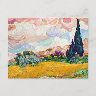 Pastel Wheat Fält med Cypresses, blandning, Vykort