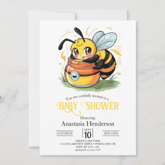 Pastel Whimsical Bee Baby Shower Inbjudningar (Framsida)