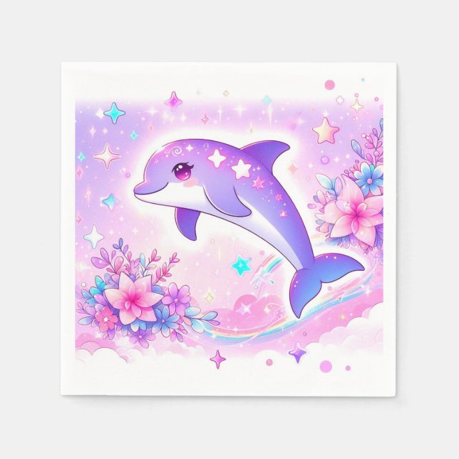 Pastel Whimsical Dolphin Baby Shower Pappersservett (Framsidan)