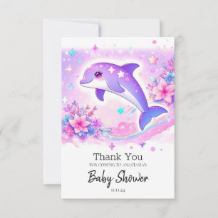 Pastel Whimsical Dolphin Baby Shower Tack Kort