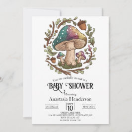 Pastel Whimsical Mushroom Baby Shower Digital Inbjudningar