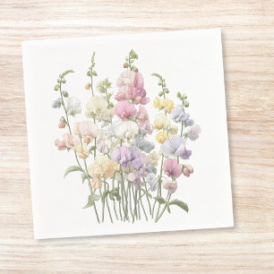 Pastel Whimsical Sweet Pea Flowers Cocktail Pappersservett