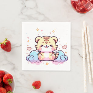 Pastel Whimsical Tiger Baby Shower Pappersservett
