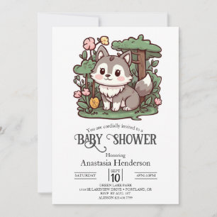 Pastel Whimsical Varg Baby Shower Inbjudningar