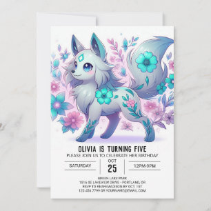 Pastel Whimsical Varg Digital Birthday Inbjudningar