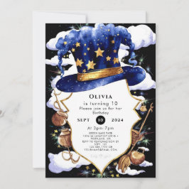 Pastel Whimsical Watercolor Wizard Birthday Inbjudningar