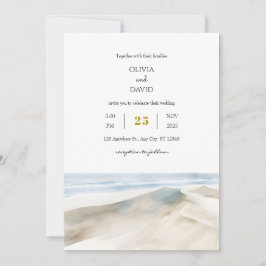 Pastel White Sandy Dunes Shoreline Beach Wedding Inbjudningar