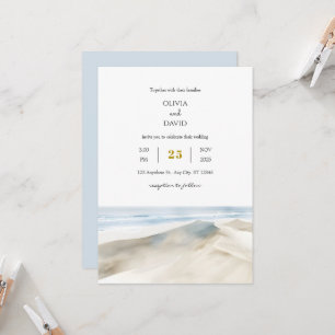 Pastel White Sandy Dunes Shoreline Beach Wedding Inbjudningar
