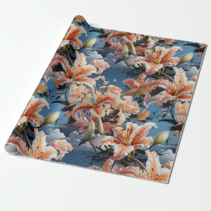 Pastel White Tiger Lilly Seamless Presentpapper