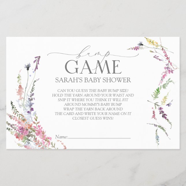 Pastel WildblomBaby Shower Bingo Game Flyer (Framsidan)