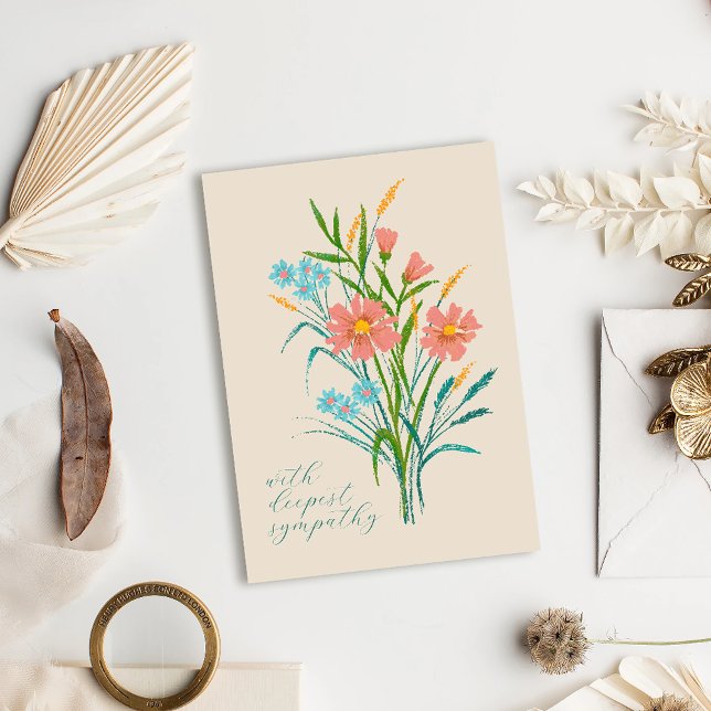 Pastel WildblomBouquet Sympathy Card Tack Kort (Skapare uppladdad)