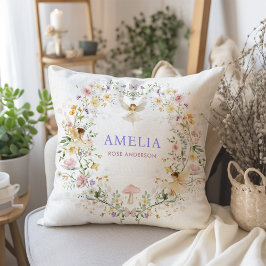 Pastel WildblomFairy Garden Flicka Nursery Kudde