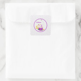 Pastel WildblomGirl 1:a Birthday Lila Sticker Fyrkantigt Klistermärke