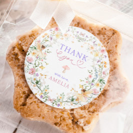 Pastel Wildblomma Fairy First Birthday Party Runt Klistermärke