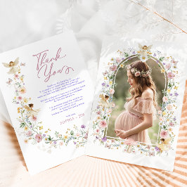 Pastel Wildblomma Fairy Garden Baby Shower Photo Tack Kort